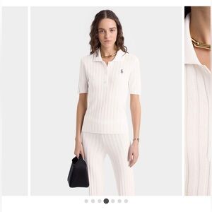 Sporty & Rich women SRC Ribbed Polo knit polo sweater shirt sleeve large NWT